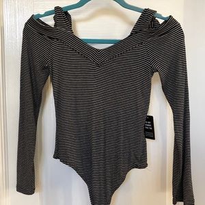 Black/White Stripped Body Suit